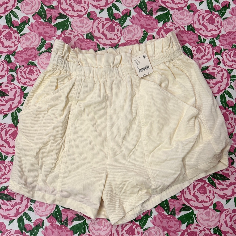 Free People High Waist Cream Shorts